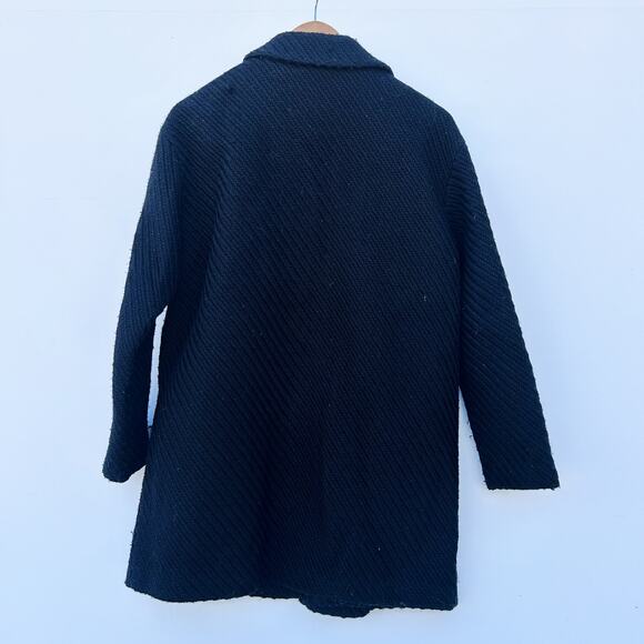 Oak + Fort Oversized Chunky Wool Knit Black Blazer Jacket Coat Small Cotton - Picture 2 of 9